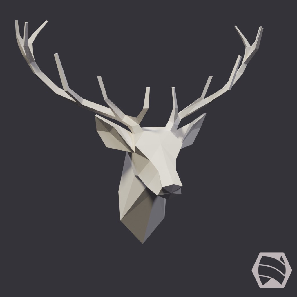 Stag Head - Low-Poly preview image 1